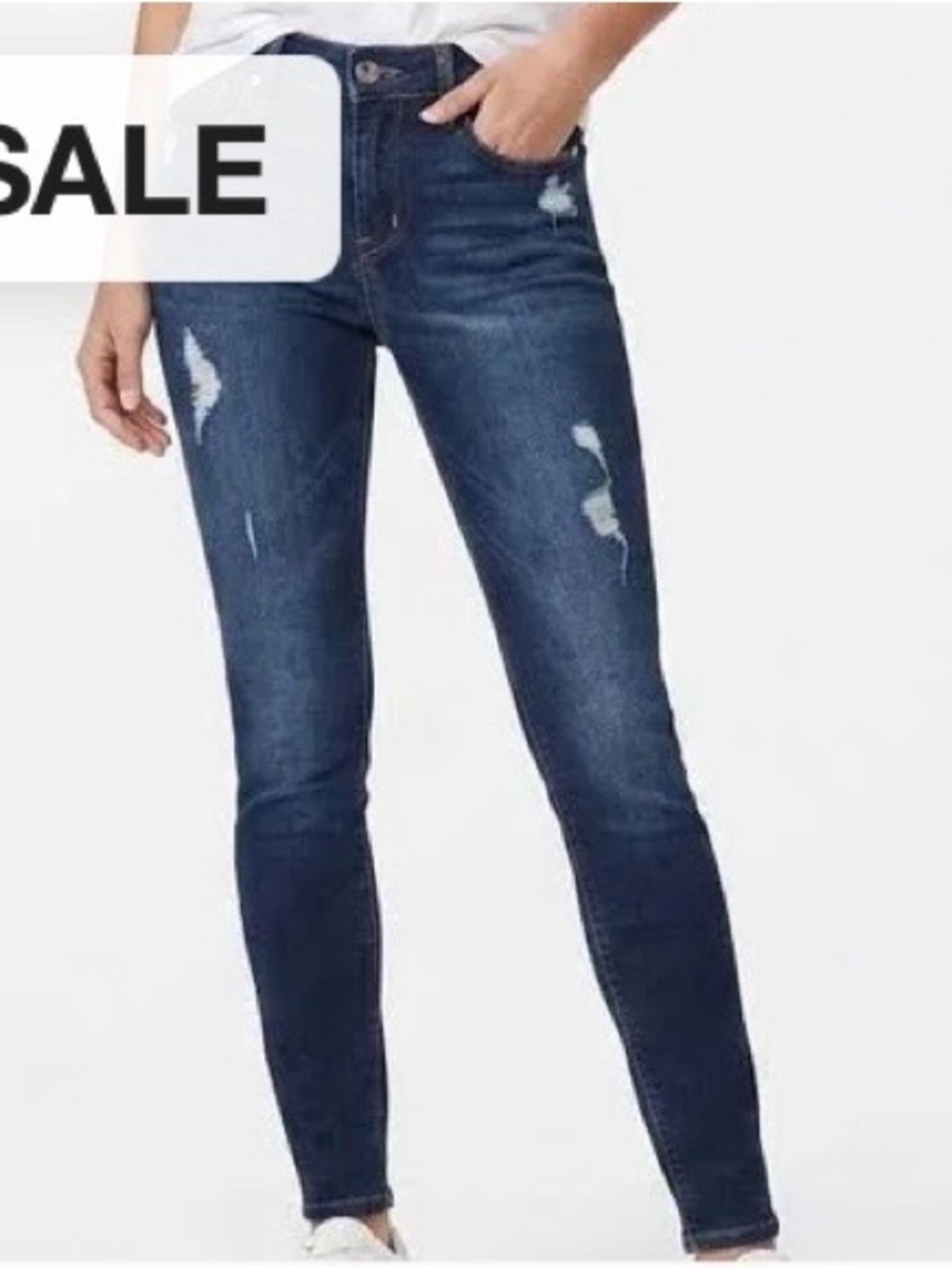 Express Jeans Size 2 Distressed Girlfriend Jeans - Dark Blue